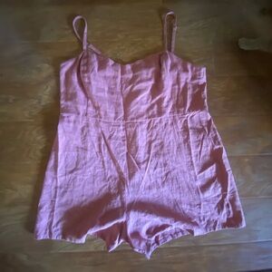 forever 21+ canvas romper, dusty pink